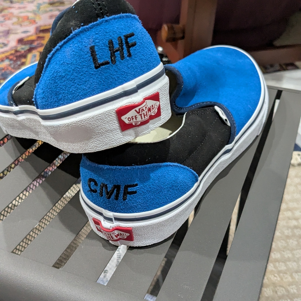 Vans Royal Blue and Black Slip-On Sneakers - Picture 3 of 5